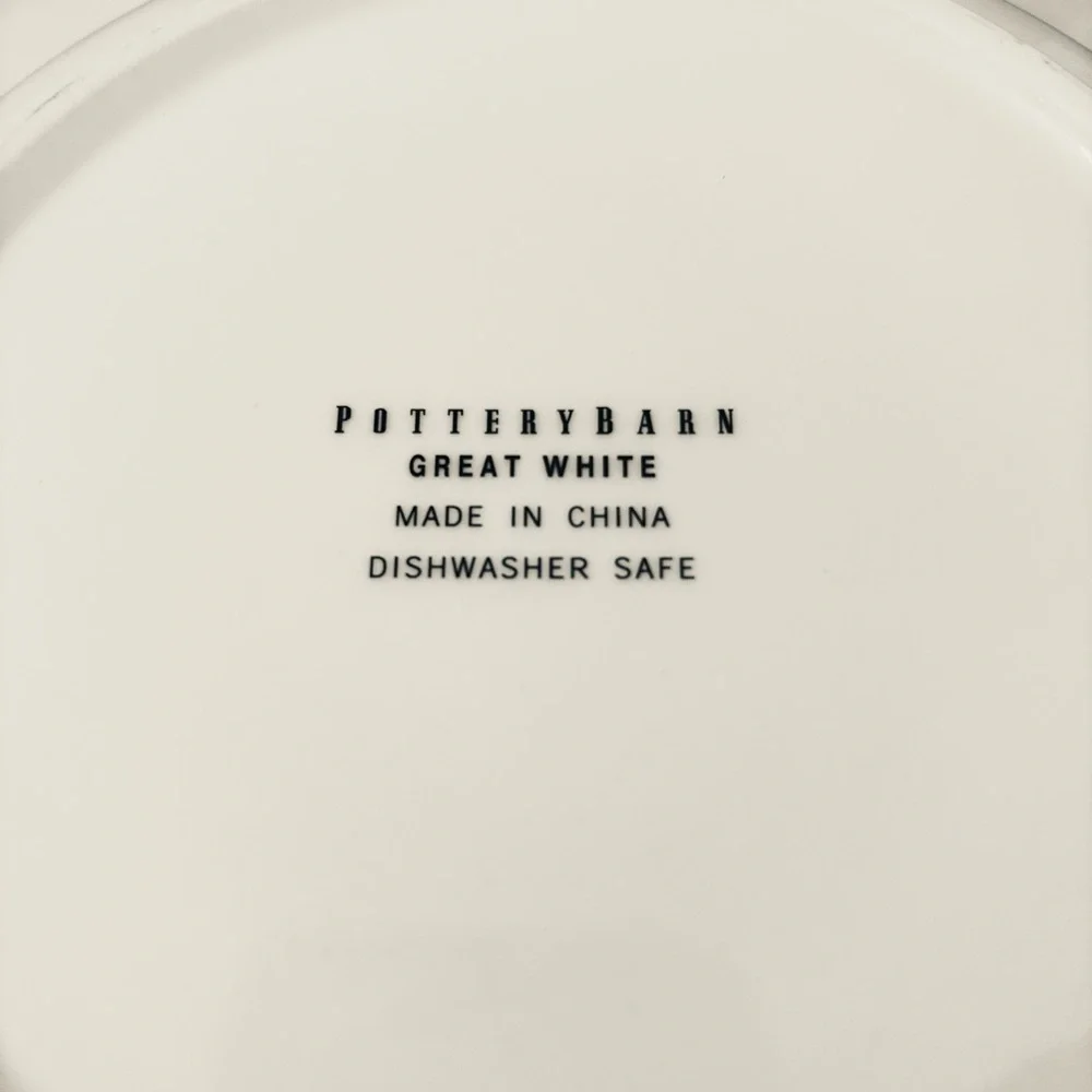 4 Pottery Barn Great White Pasta Bowls. Colorful | Gold Rimmed | 10.5” | Bold